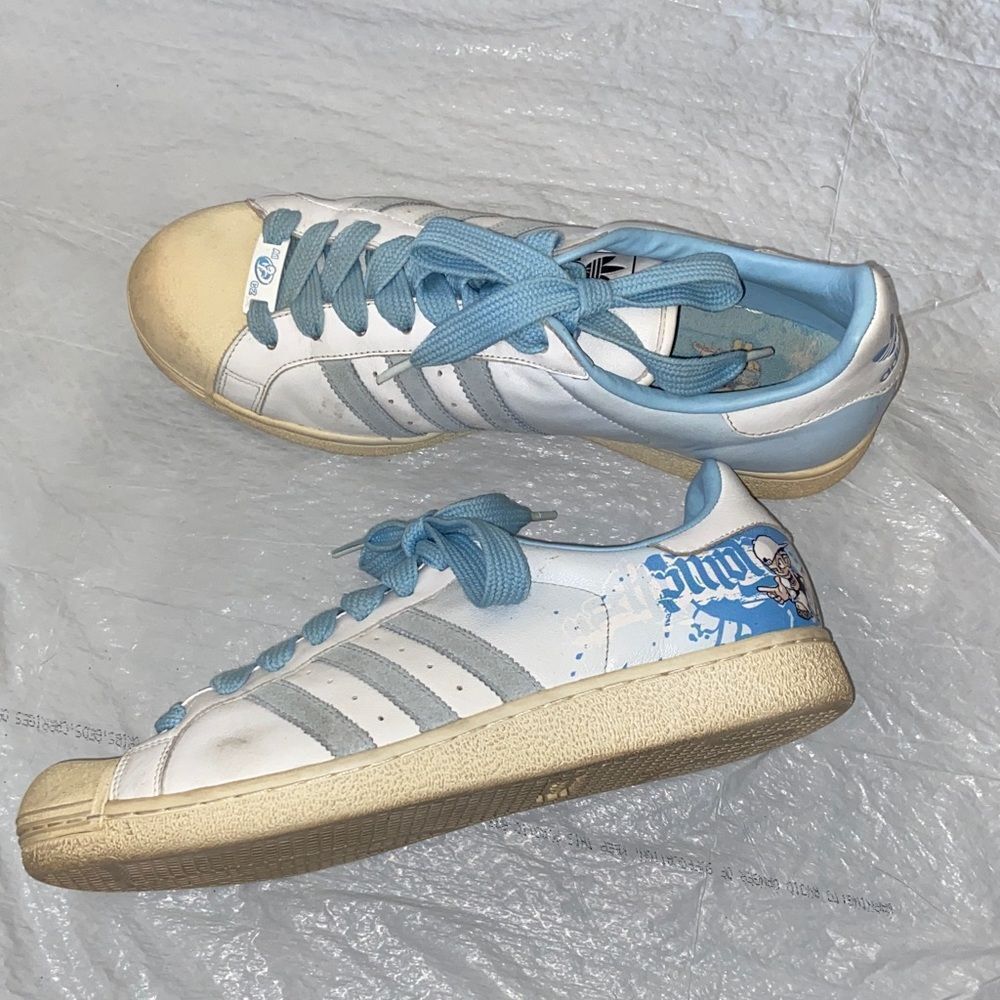 Adidas Pro Lawn End To End Graffiti A1 C2 White and Light Blue Sneakers Size 12